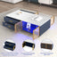 Modern Navy Blue Coffee Table with 2 Glass Door Storage, 4 Drawers, Gold Metal Legs, and Multi-Color Lighting in 47.2'' - Korvel