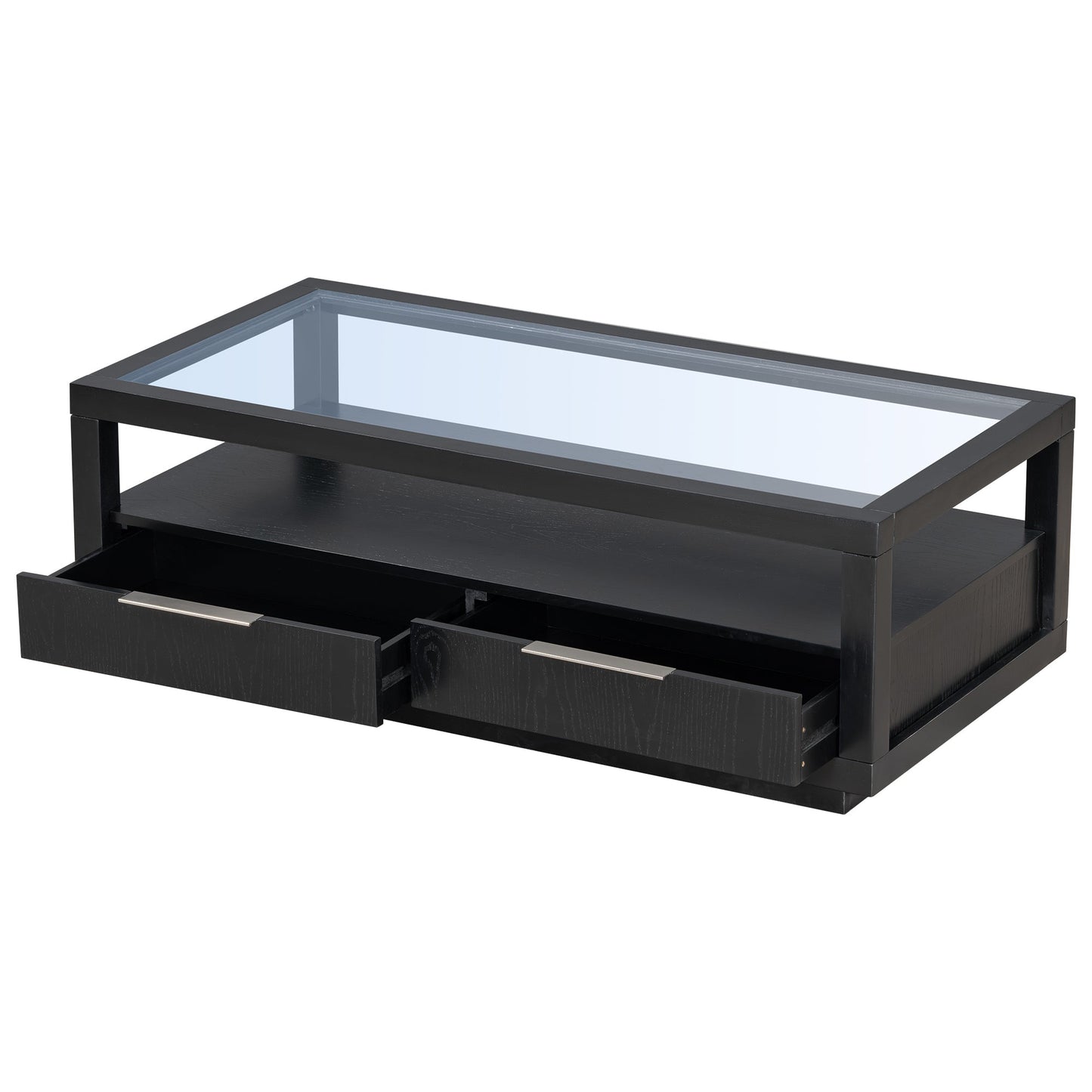 Table basse en bois moderne U-Can avec 2 tiroirs