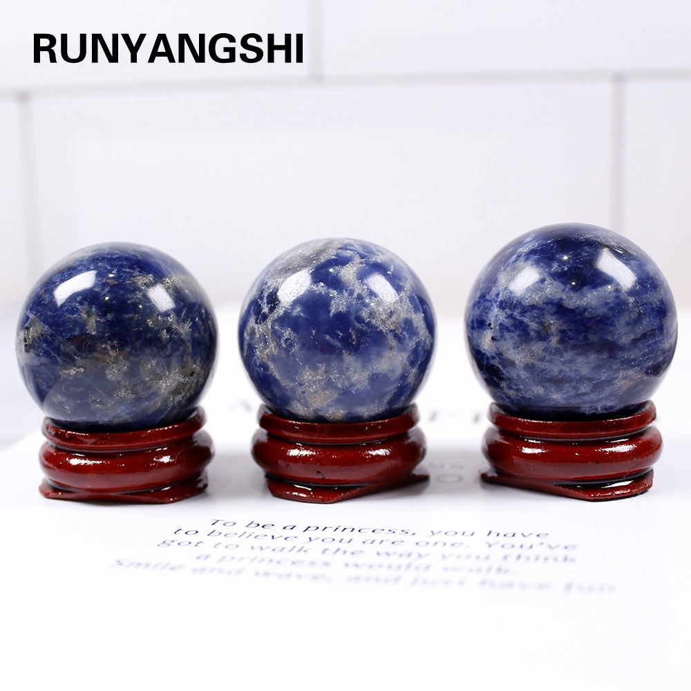 Natural crystal ball polished crystal crafts Blue-vein stone sodalite Wish ball ornament - Korvel