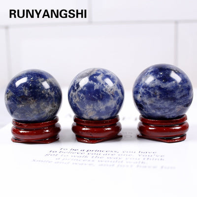 Natural crystal ball polished crystal crafts Blue-vein stone sodalite Wish ball ornament - Korvel