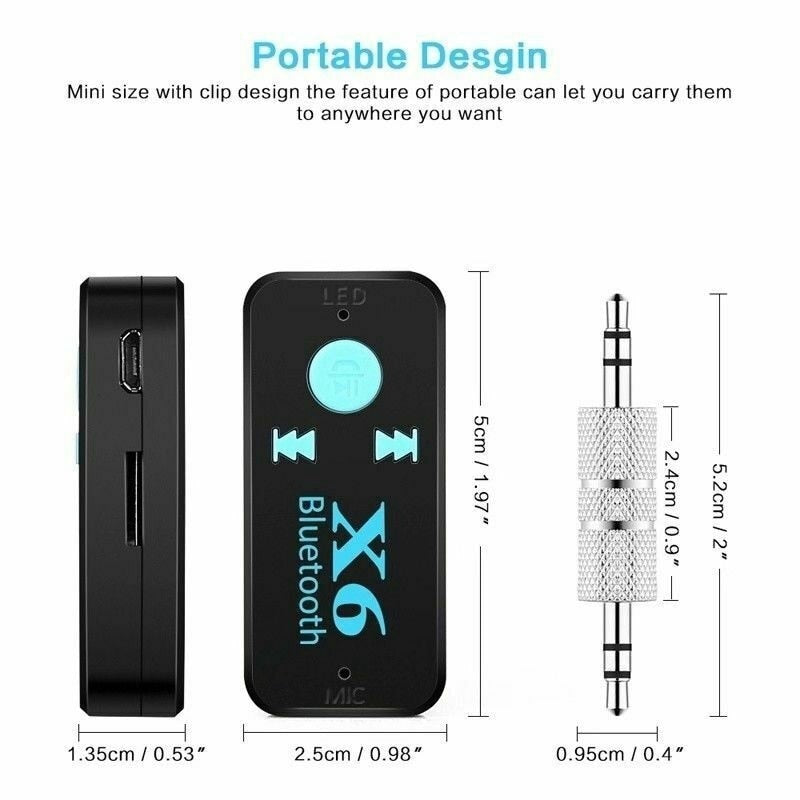 X6 Bluetooth Transmitter Aux Usb Car Play Music Receiver Adapter 5.0 mm  Bluetooth Adapter  MP3 Music Adapter For car player - Korvel