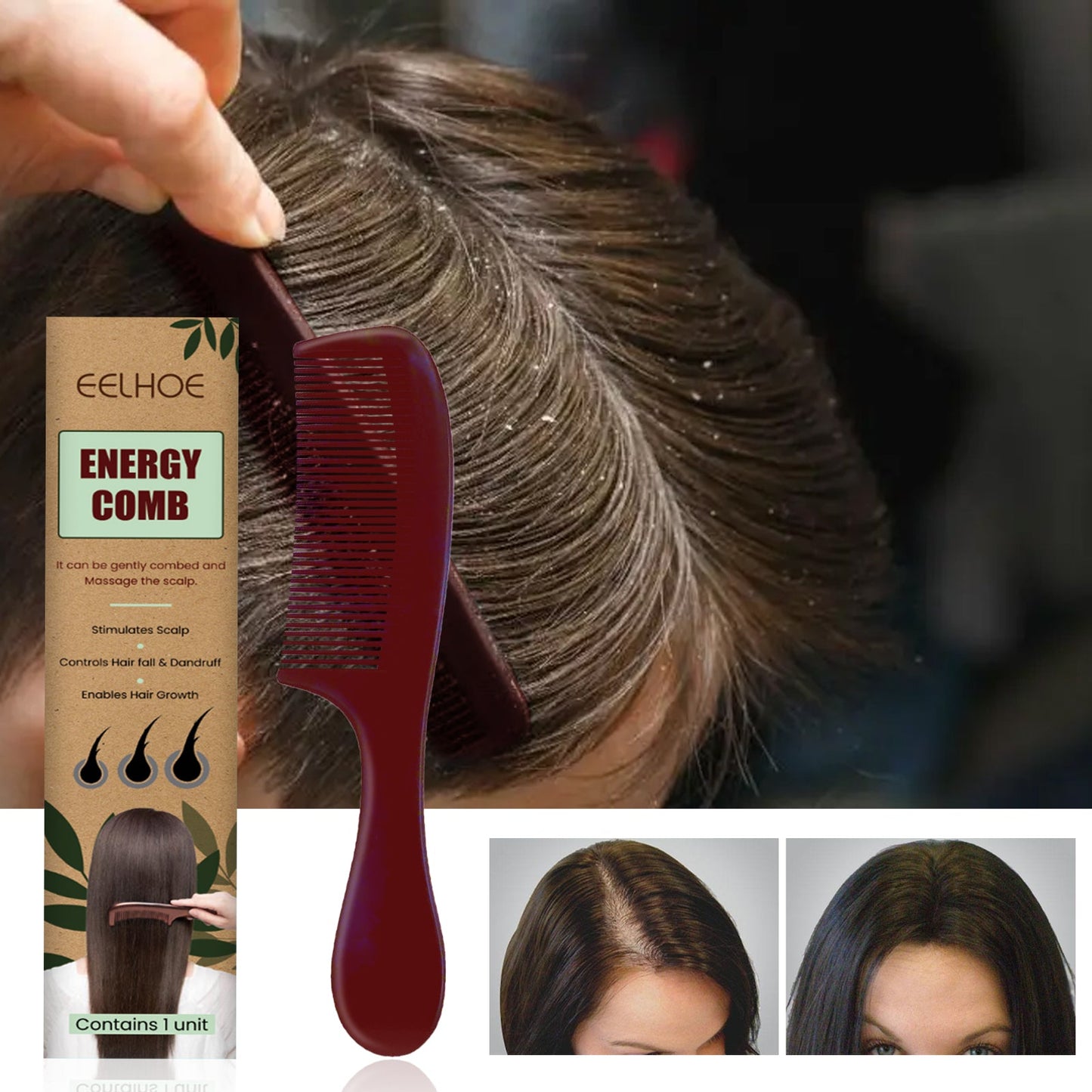 Peigne de soins capillaires premium pour massage du cuir chevelu et coiffage sans nœuds