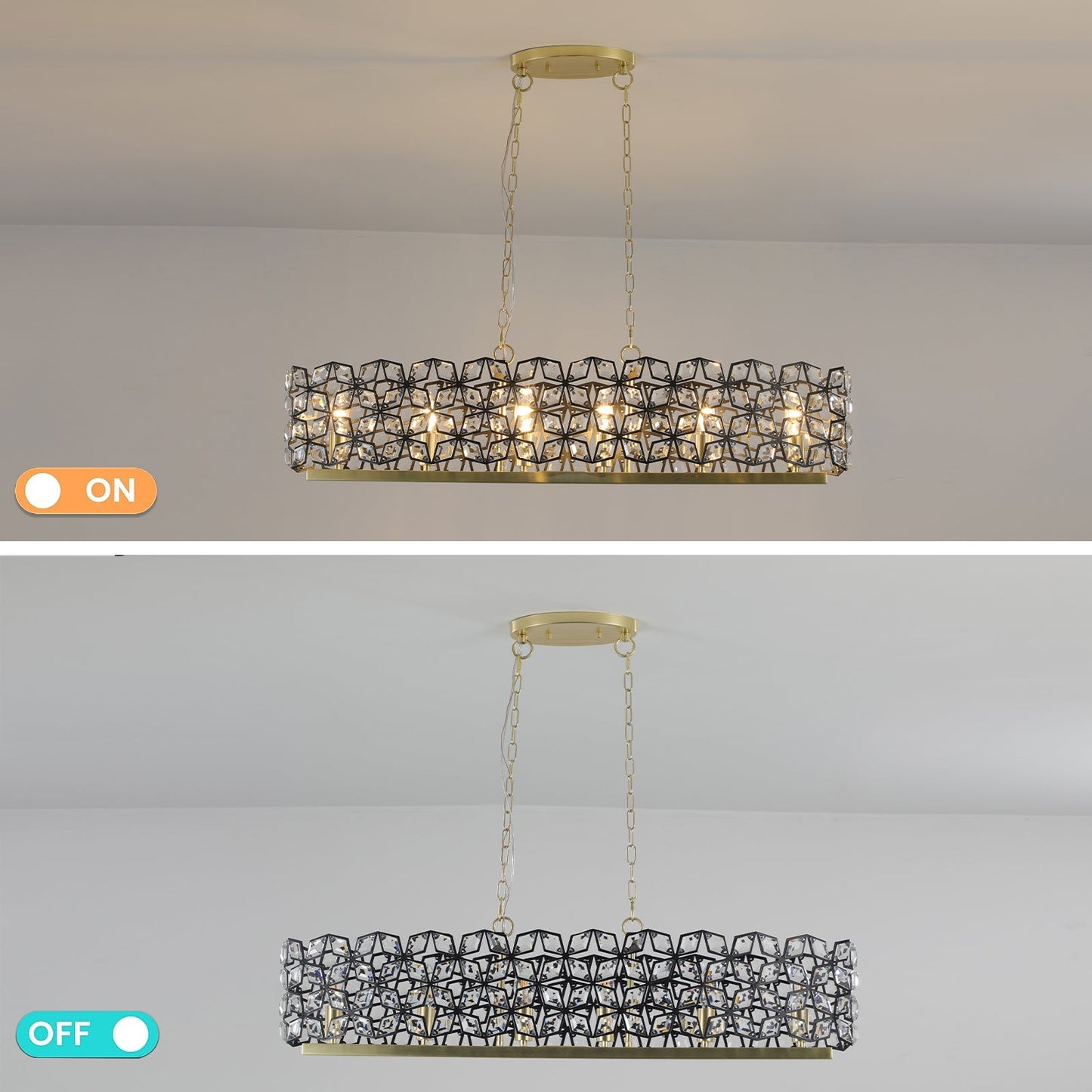 Modern Champagne Gold Oval Crystal Chandelier