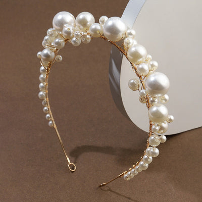 Retro bride headwear with simple pearl headbands - Korvel