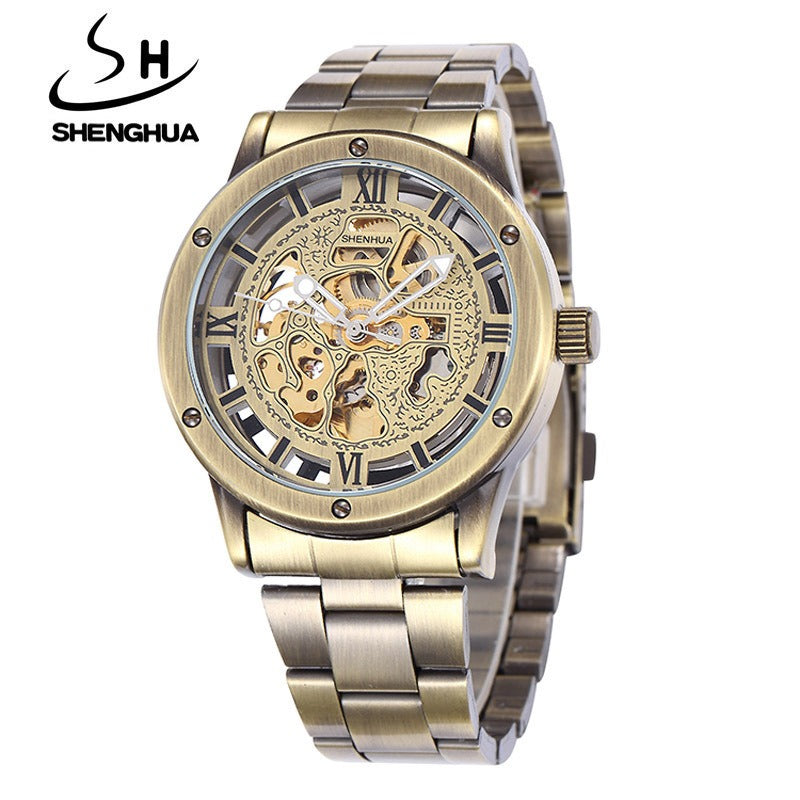 SHENHUA Men's Fashion Hollow out Watch Antique Fully Automatic Mechanical Watch - Korvel