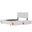 Upholstered Platform Bed with Classic Headboard and 4 Drawers No Box Spring Needed Linen Fabric Queen Size White - Korvel