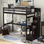 Twin Size Loft Bed with Storage Staircase and Built-in Desk - Espresso
