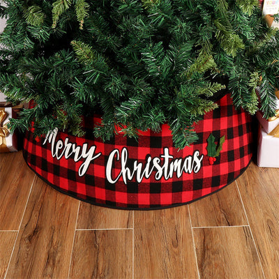 Premium Red and Black Checkered Christmas Tree Skirt
