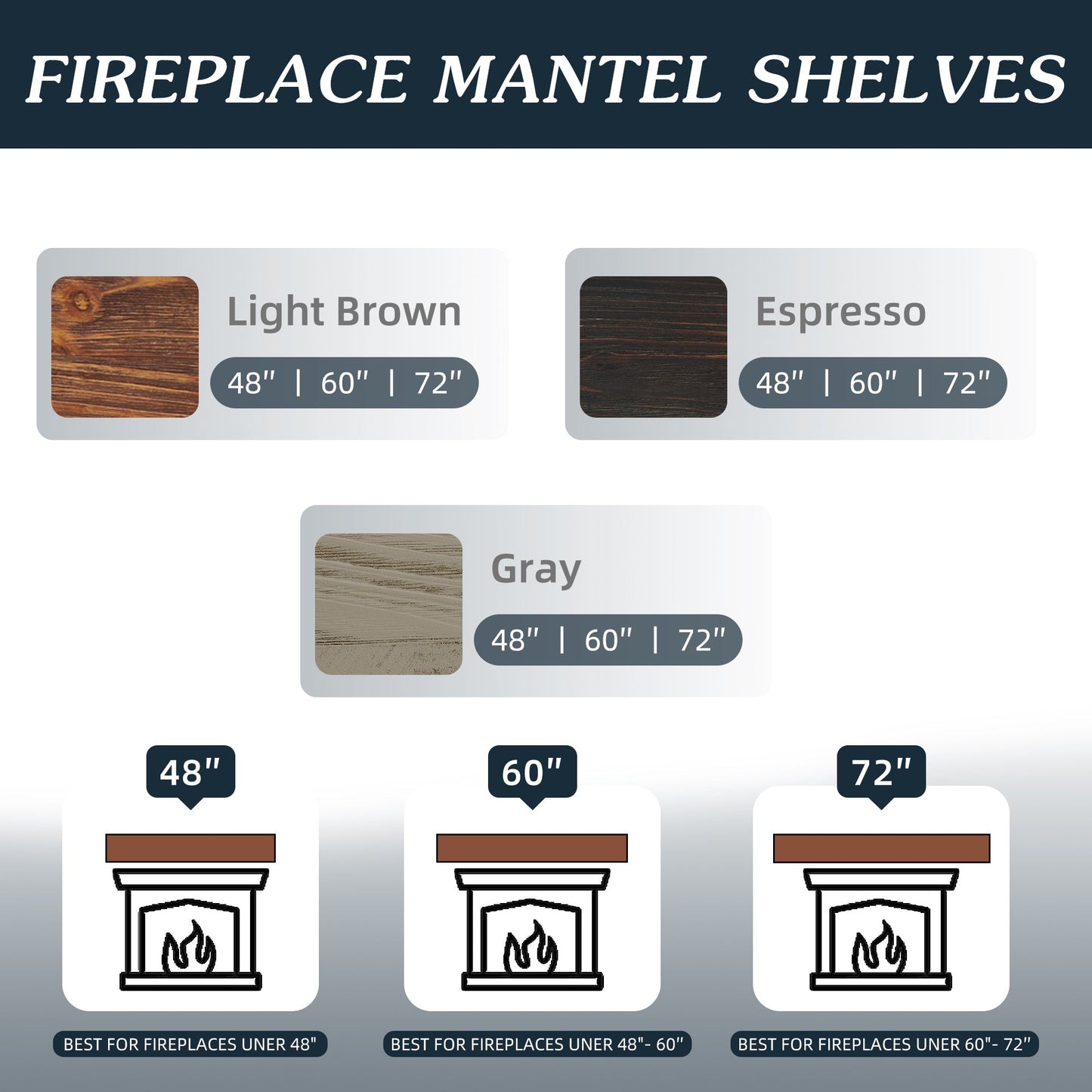 Mantel de cheminée en bois rustique de 60" - Étagère flottante murale