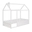 Cama de Madera en Forma de Casa para Niños de Tamaño Individual - Blanca