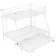 Twin over Full Bunk Bed with Trundle and Steel Frame - White