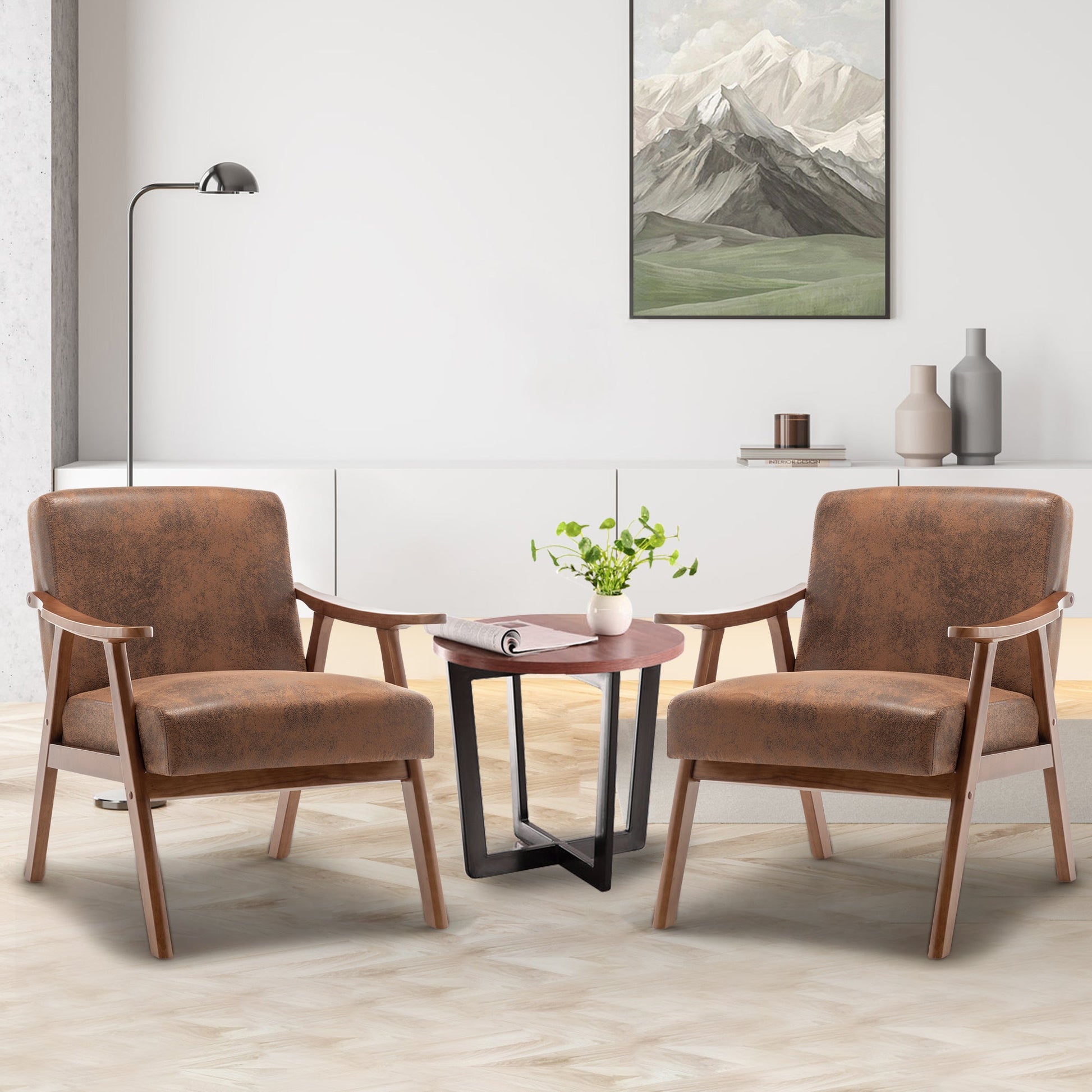 Medieval modern chair, solid wood frame living room chair, accent chair with ultra thick backrest - Korvel