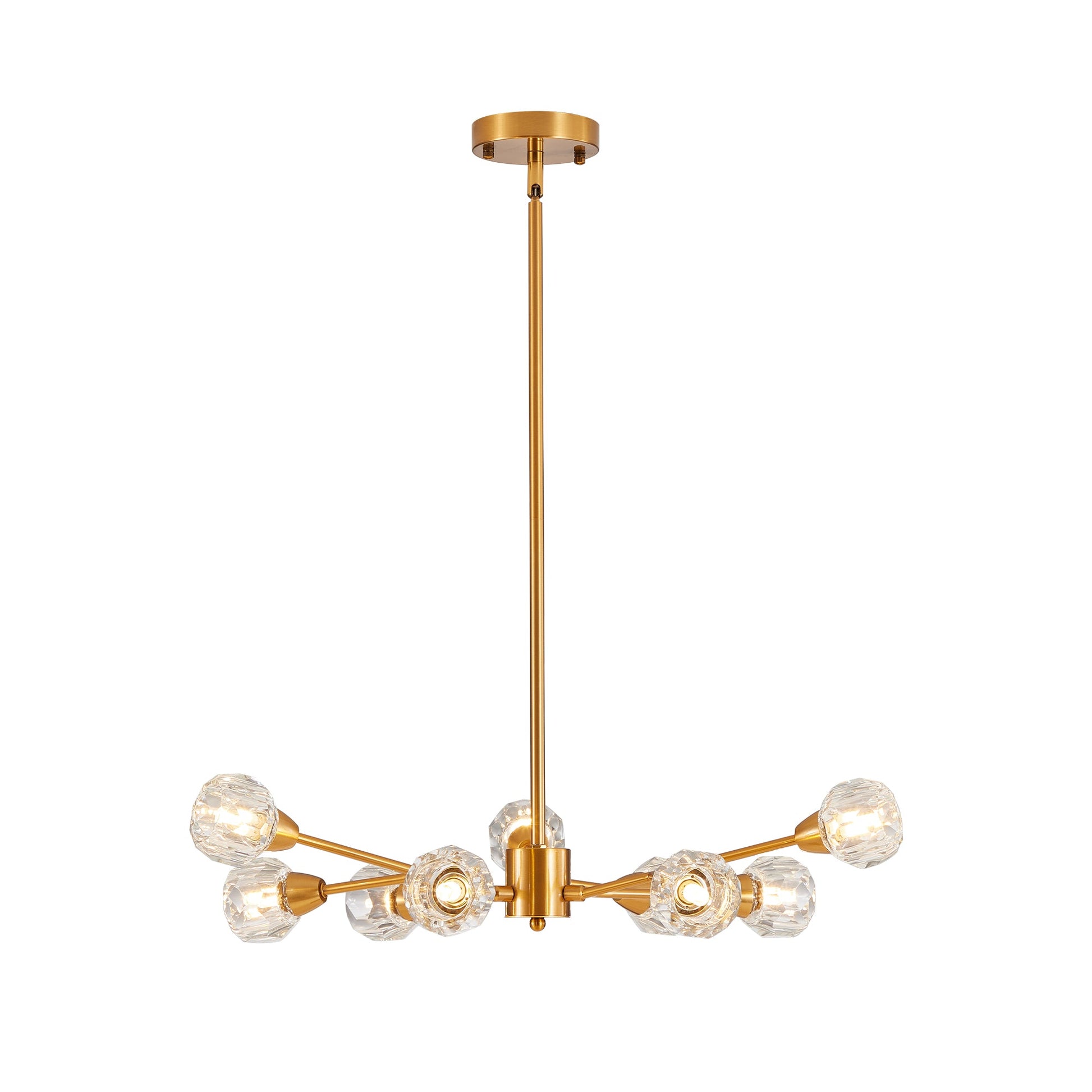 Modern Crystal Chandeliers, 9 Lights Golden Chandelier for Living Room Bedroom (Bulbs Not Included) - Korvel
