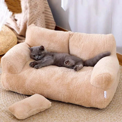 Luxury Plush Cat Bed Sofa for Small to Medium Pets