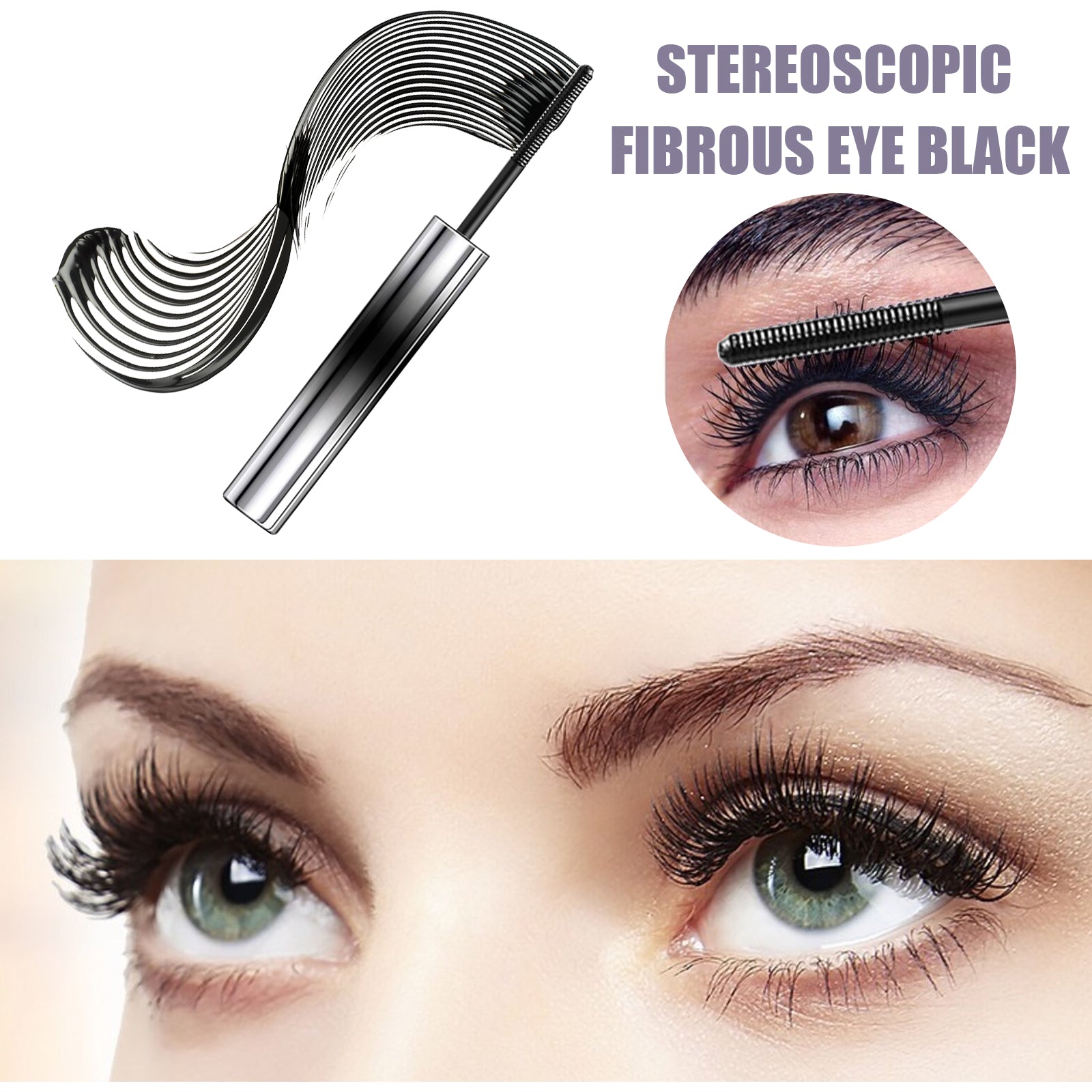 Curl Your Mascara, Eyelashes Black Beautiful Natural Thick Sweat-Proof, Not Smudgy, Not Makeup Off Slim Long - Korvel