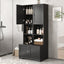 Bathroom storage cabinet, 4-door independent cabinet, adjustable shelf, open multi-layer shelf, black - Korvel