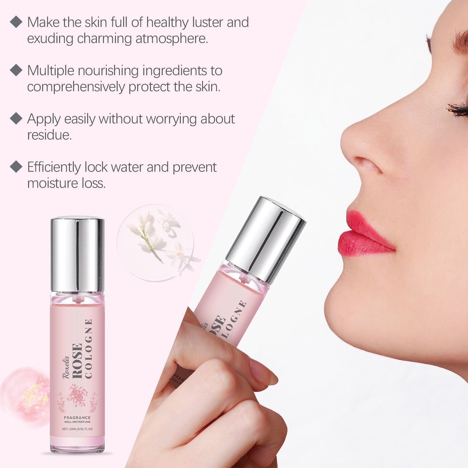 Rose Elegant Roll-On Perfume Women's Wrist Long-Lasting Light Fragrance Fresh Floral Roses Keep Perfume Perfume - Korvel