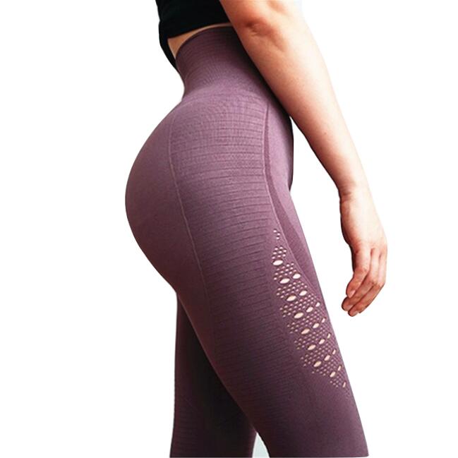 Super Stretchy Gym Tights Energy Seamless Tummy Control Yoga Pants High Waist Sport Leggings Purple Running Pants Women - Korvel