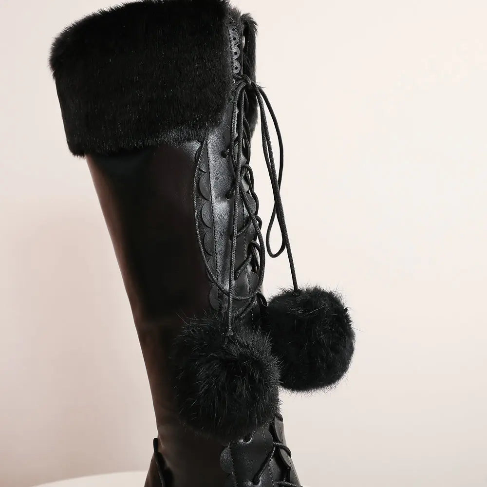 Premium Winter Fur High Boots for Chic Style