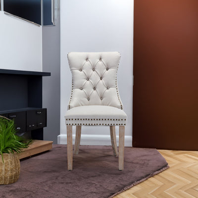 Premium Tufted Solid Wood Dining Chair Set - Gray