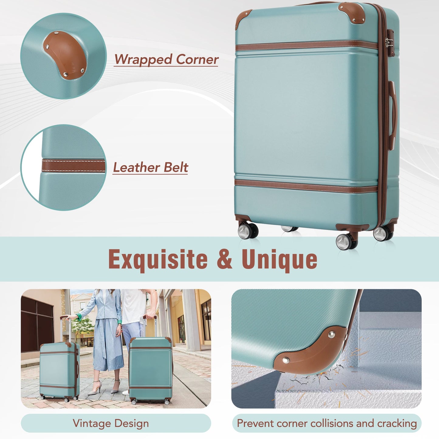 Premium Hardshell Luggage Set - 3 Pieces in Green