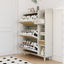 Natural Bohemian style shoe cabinet with 3 rattan flip drawers, 3 square shelves, and 1 storage drawer, white - Korvel