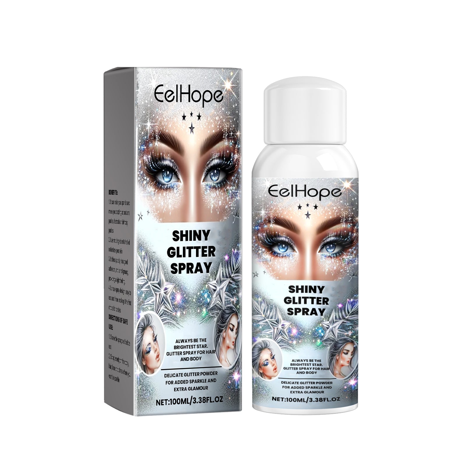 Sparkly Glitter Spray, Hair Body Highlight Shimmer Prom Festival Bash Glitter Spray - Korvel
