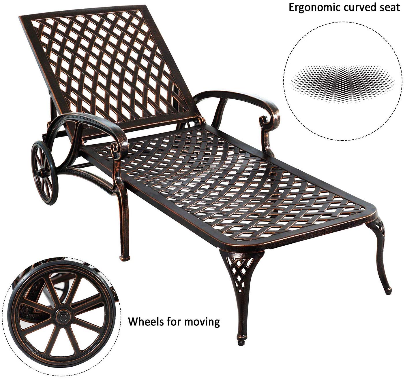 Aluminium Cast lounge chair 1pcs brown - Korvel