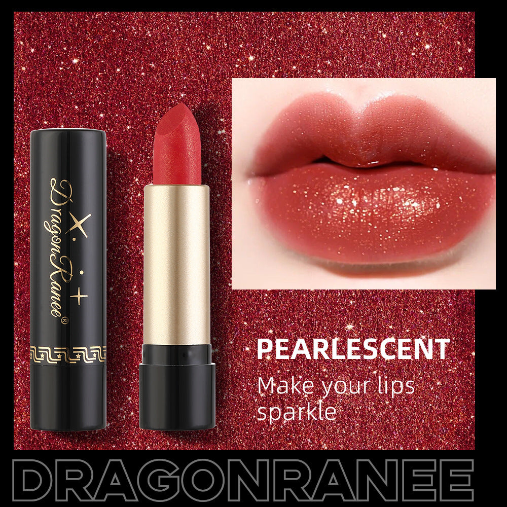 Gilt Pearlescent Dragon Fruit Peach Pink Lipstick Slightly Flashing Lipstick Moisturizing And Shining With Fine Flashing Bean Paste Mermaid - Korvel