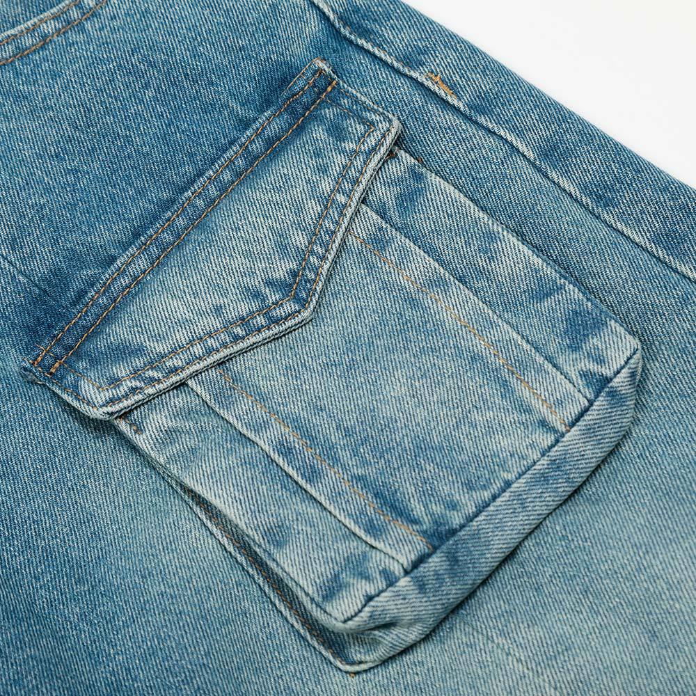 Vintage Washed Multi-Pocket Workwear Jeans for Men