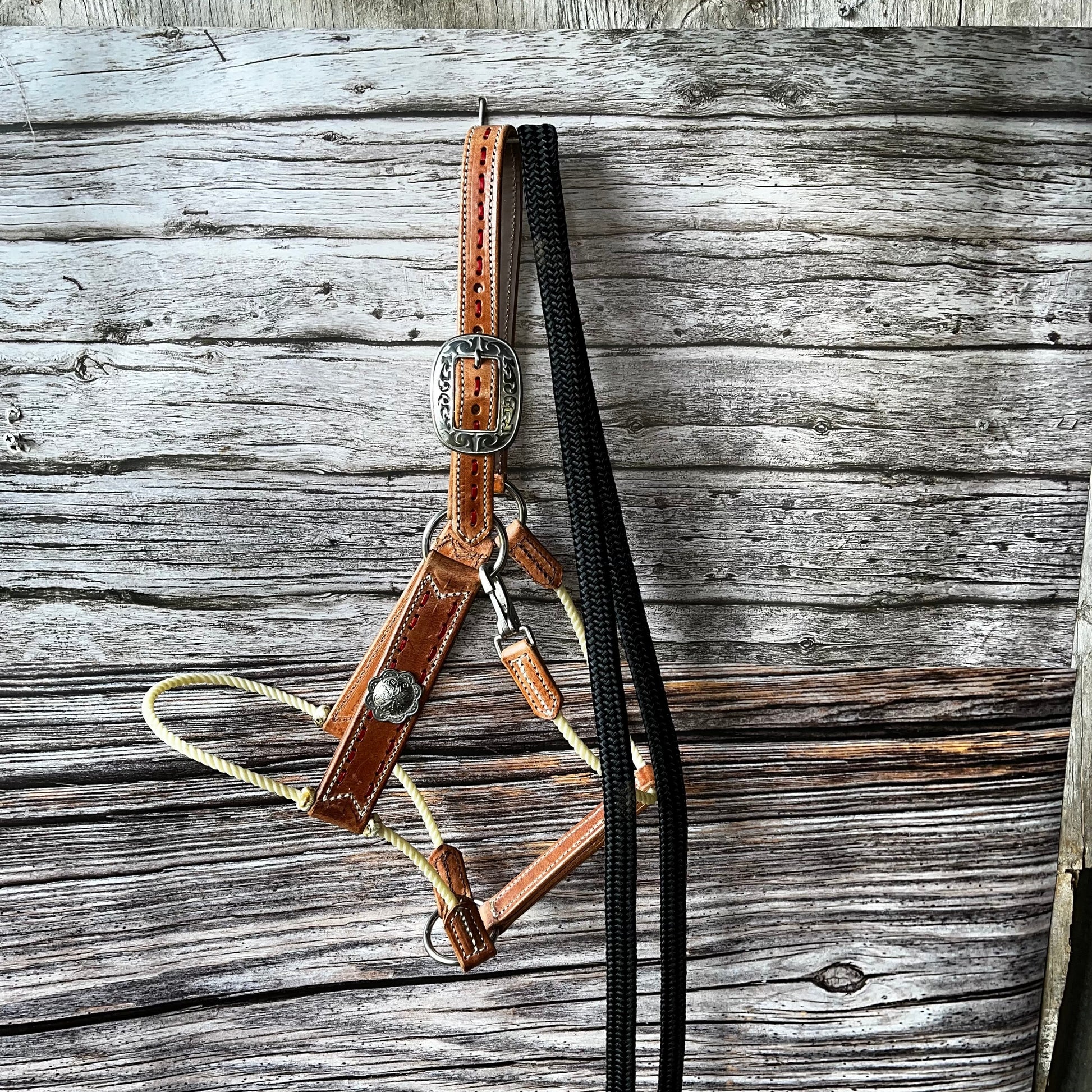 Deluxe Leather Rope Nose Halter with Tassels - Korvel