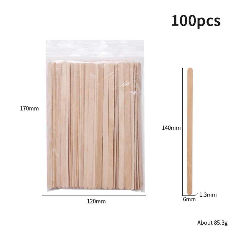 100-Piece Bag of Disposable Wooden Sticks for Hair Removal Waxing and Scraping Tools - Korvel