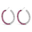 Boucles d'oreilles créoles en argent sterling avec rubis et saphirs blancs
