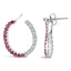Boucles d'oreilles créoles en argent sterling avec rubis et saphirs blancs
