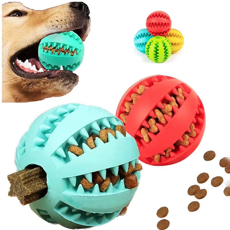 Dog Toy Ball Interactive Rubber Balls Puppy Chewing Toys Pet Tooth Cleaning Ball Cats Pets Food Treat Feeder Silicone Balls Toy - Korvel