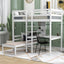 Convertible Loft Bed with L-Shape Desk, Twin Bunk Bed with Shelves and Ladder White - Korvel