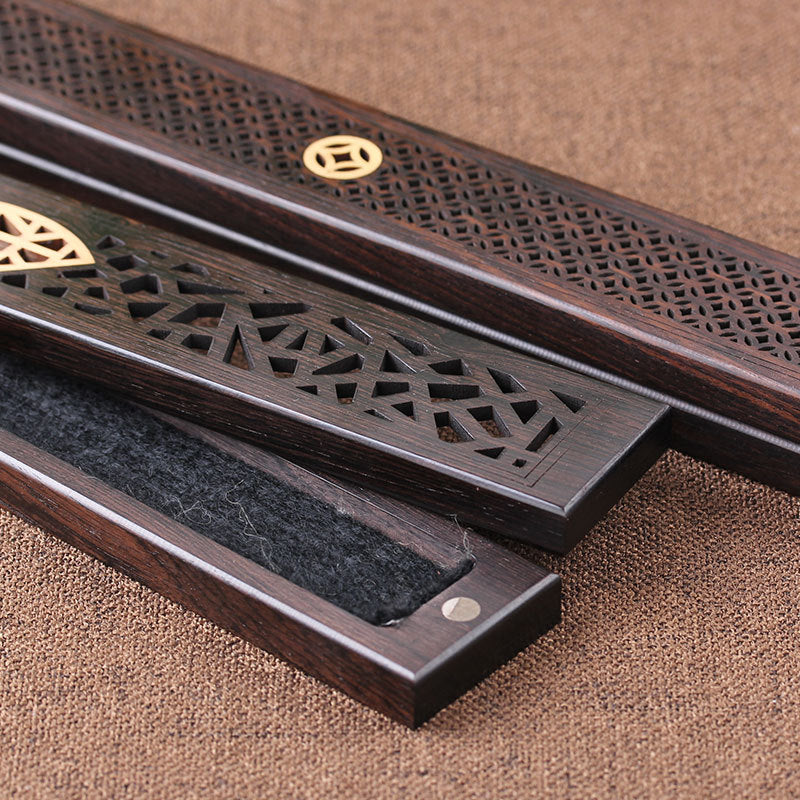 Wooden thread incense box, black sandalwood inlaid with boxwood, sleeping incense burner, incense burner, household indoor agarw - Korvel
