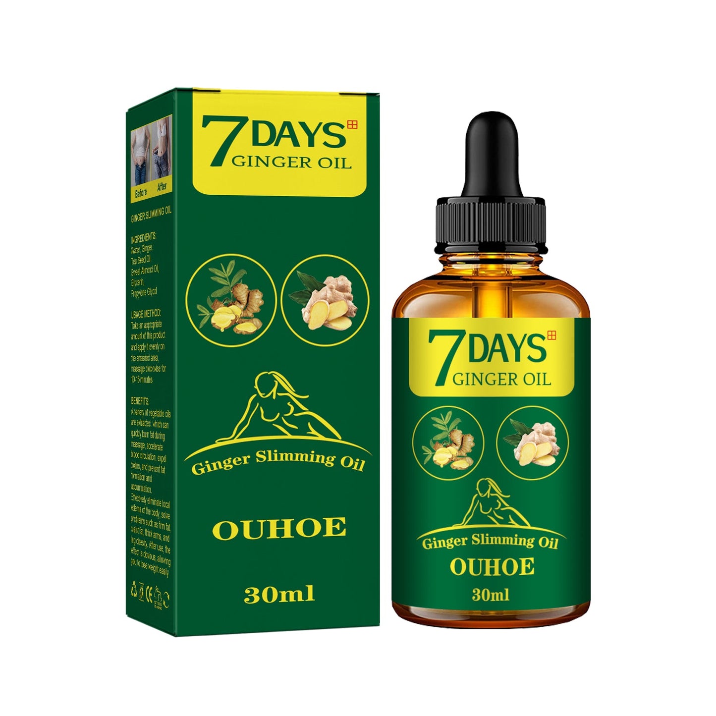 Ginger Body Shaping Essential Oil, Shaping Body Tightening And Slimming Care Massage Essential Oil - Korvel