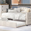 Upholstered Twin Size Daybed with Trundle, Beige - Korvel