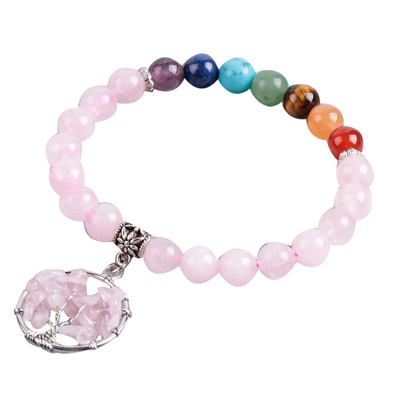 Bracelet en cristal rose fait main Arbre de Vie