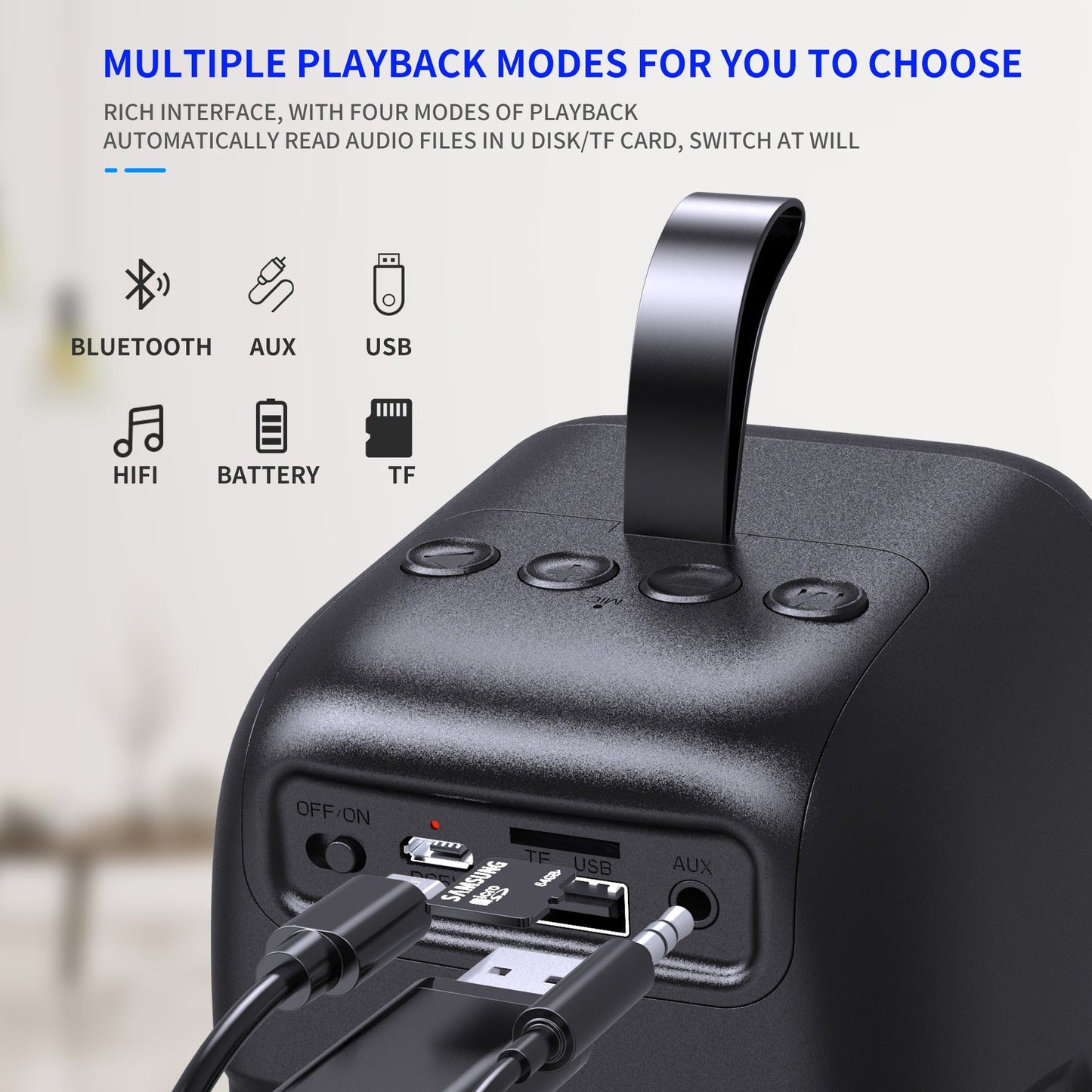 Altavoz inalámbrico Bluetooth 5.0 móvil premium con subwoofer