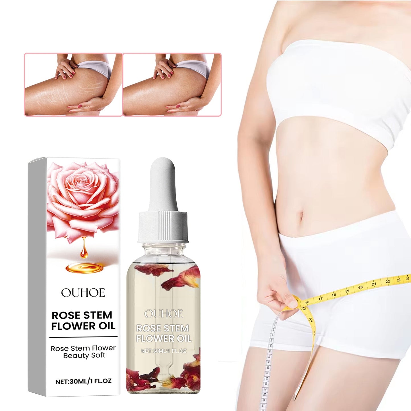 Rose Stem Flower Oil, Body Skin Massage Treatment Moisturizing And Firming Loose Skin Slimming Treatment Oil - Korvel