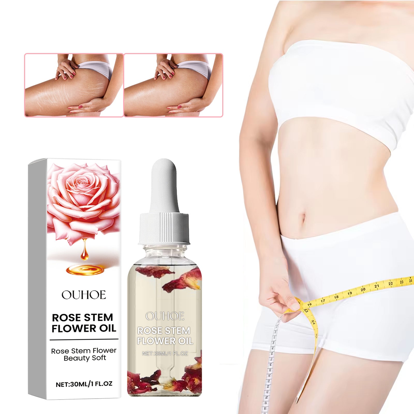 Rose Stem Flower Oil, Body Skin Massage Treatment Moisturizing And Firming Loose Skin Slimming Treatment Oil - Korvel