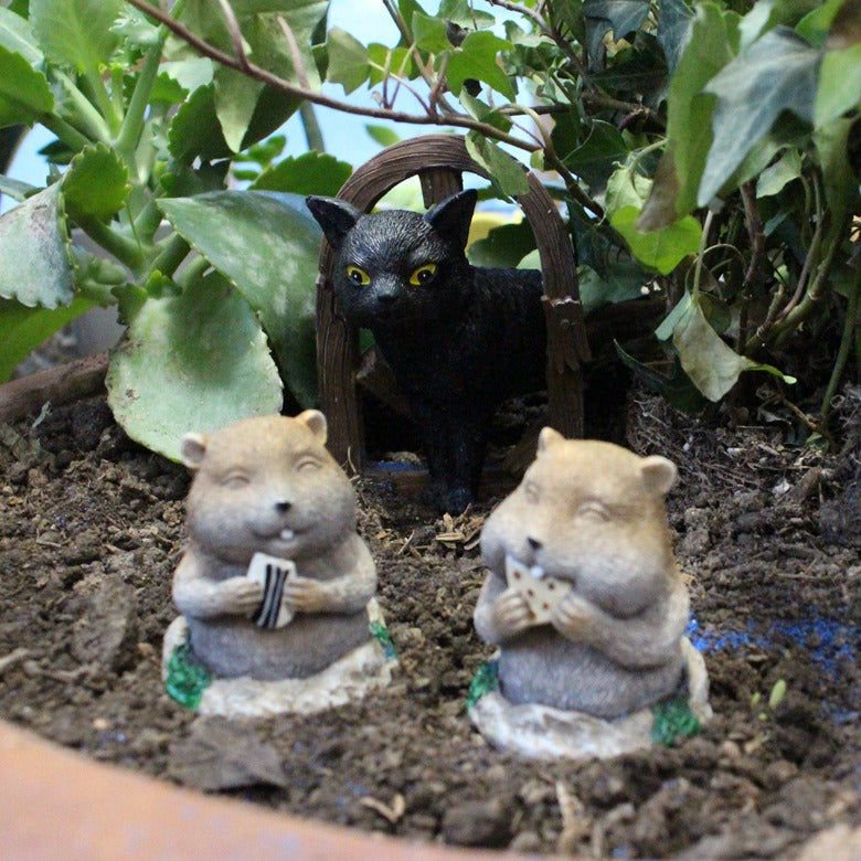 Charming Cat and Mole Decorative Garden Ornaments