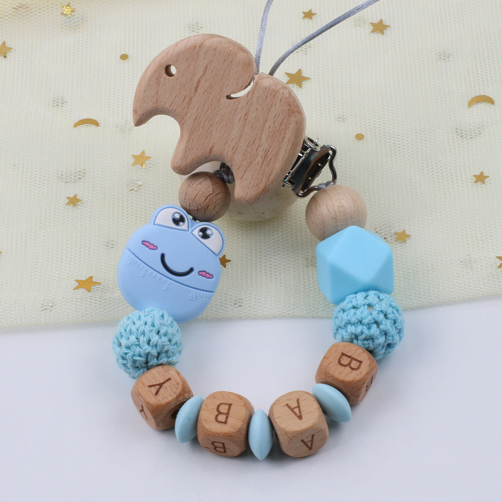 Cartoon frog silicone pacifier chain baby beech tooth glue chain toy anti-drop chain - Korvel