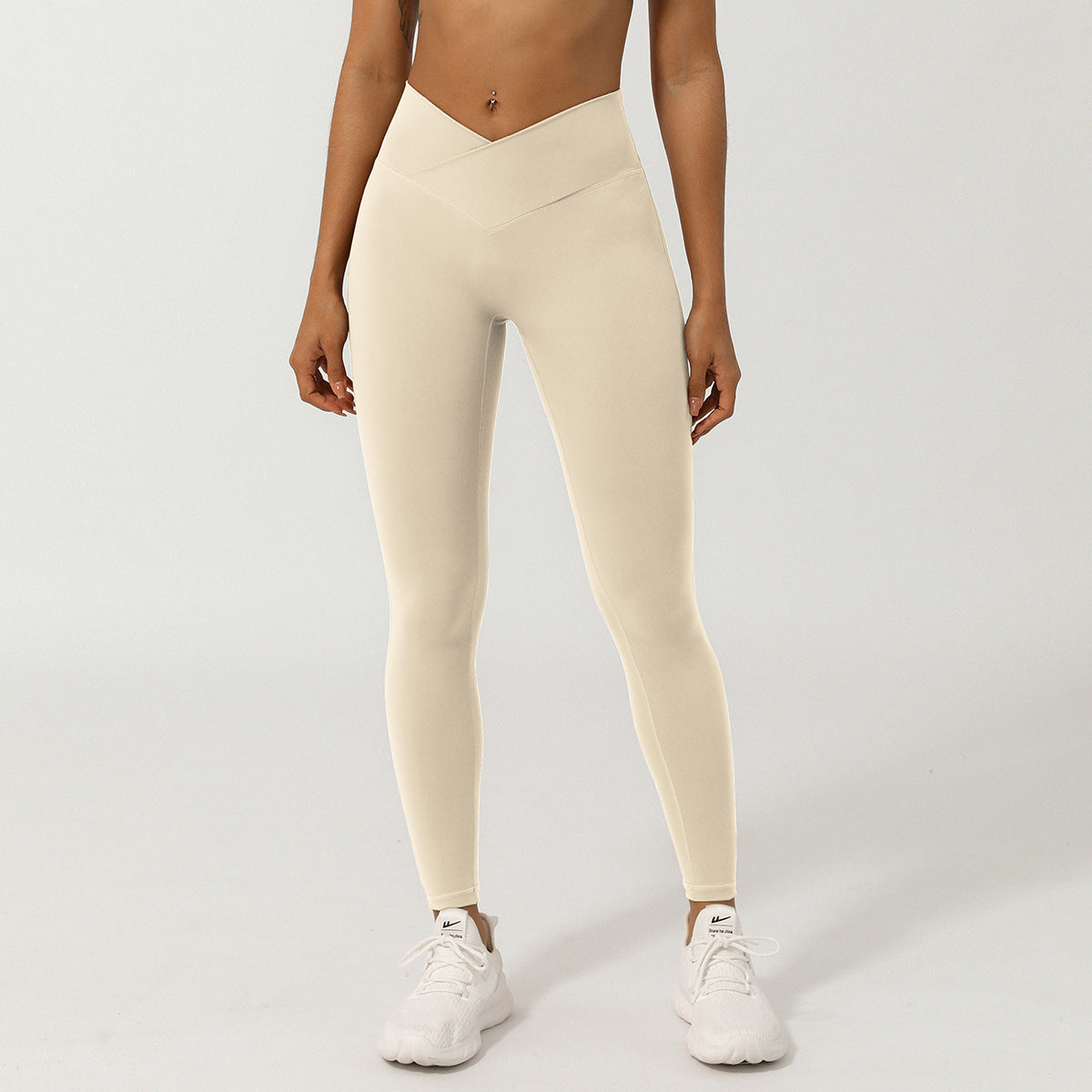 Pantalons de yoga cropped taille haute en V croisé