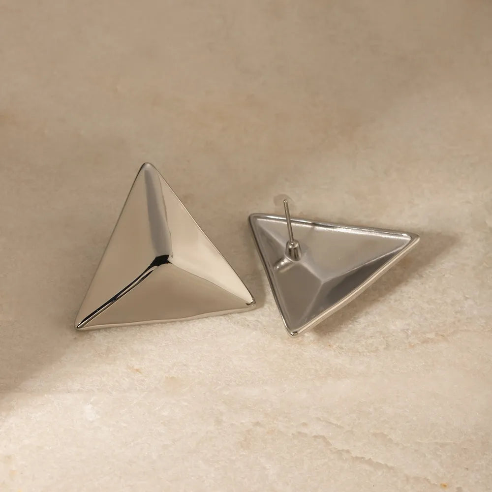 Pendientes Triangulares 3D de Acero Inoxidable Premium