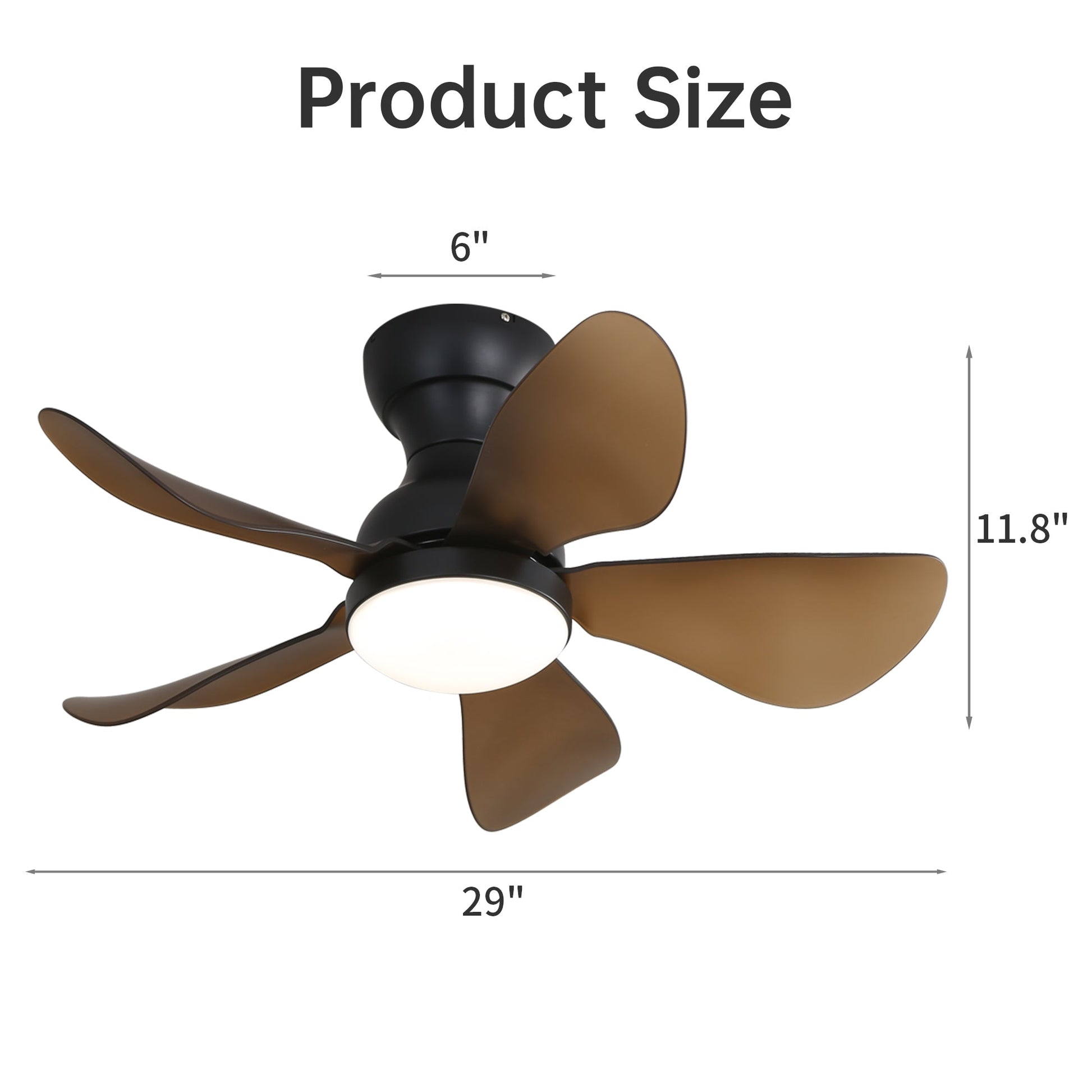 29 Inch Low Profile Flush Mount Ceiling Fan with Light Reversible Motor Remote Control - Korvel