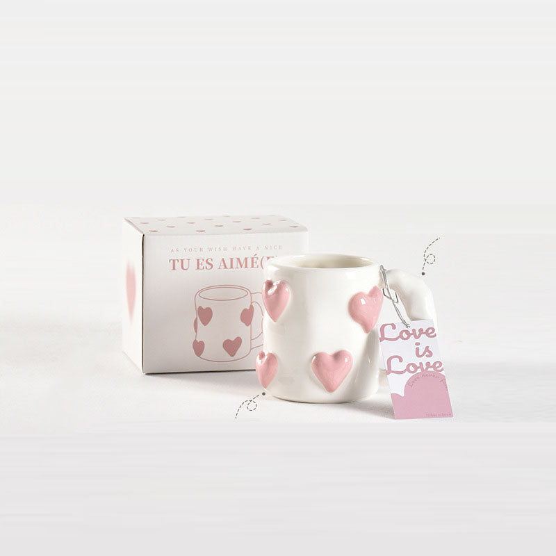 Peach Heart Ceramic Mug - Elegant Pink Design