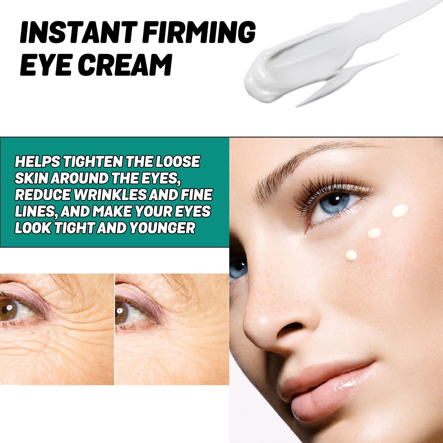 Instant Firming Eye Cream, Elastic Tightens Eye Skin Moisturizing Treatment To Reduce Fine Lines And Dark Circles Under The Eyes - Korvel